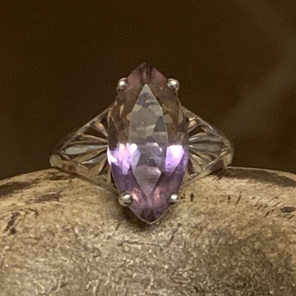Sterling Silver and Ametrine (Citrine-Amethyst) Ring Size 9.75 Vintage - Picture 1 of 10